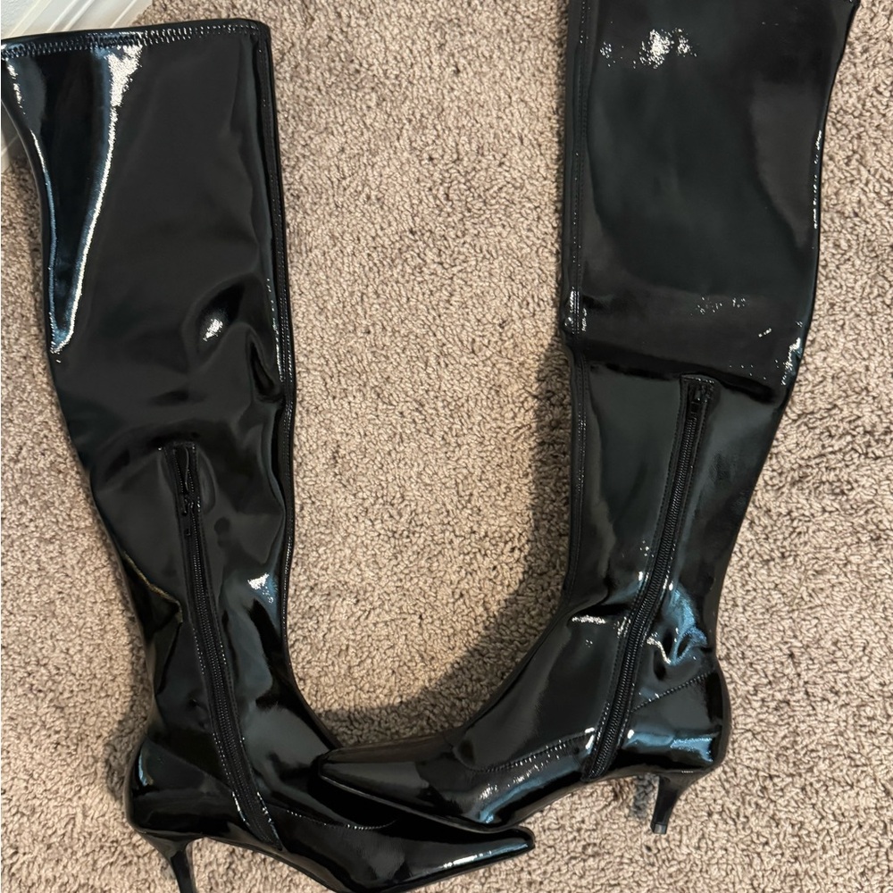 Nordstrom Shiny Black Over the Knee Boots